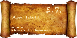 Stier Tibold névjegykártya